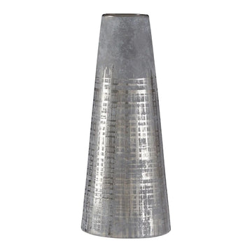 Embres Small Silver Finish Ceramic Conical Flower Vase