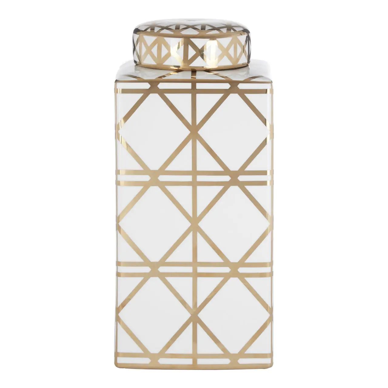 Kira Large White Gold Ceramic Ginger Jar