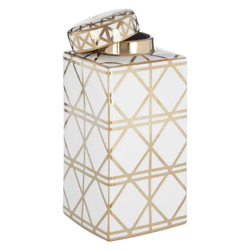 Keira Large White & Gold Ceramic Ginger Jar