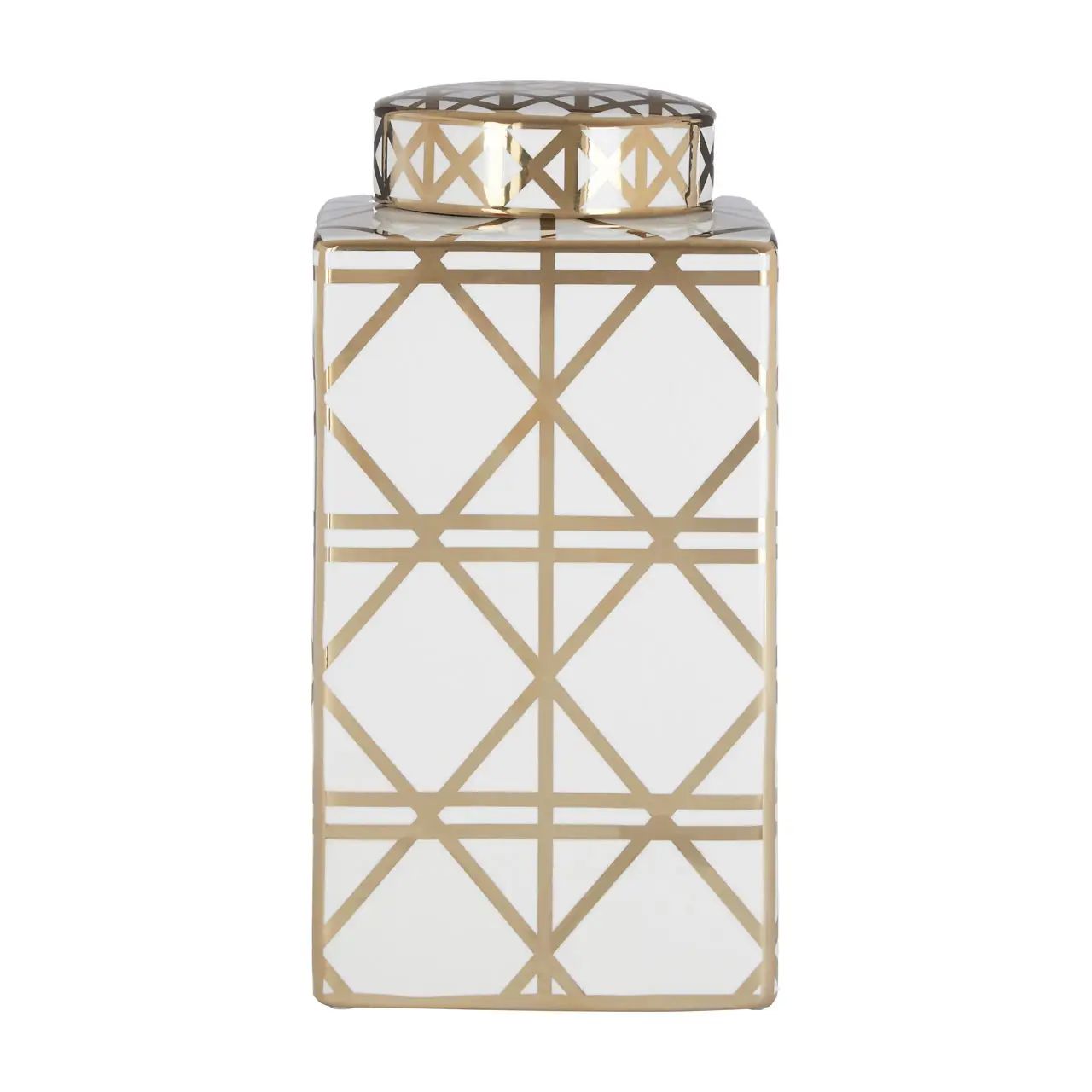 Keira Small White & Gold Ceramic Decorative Jar