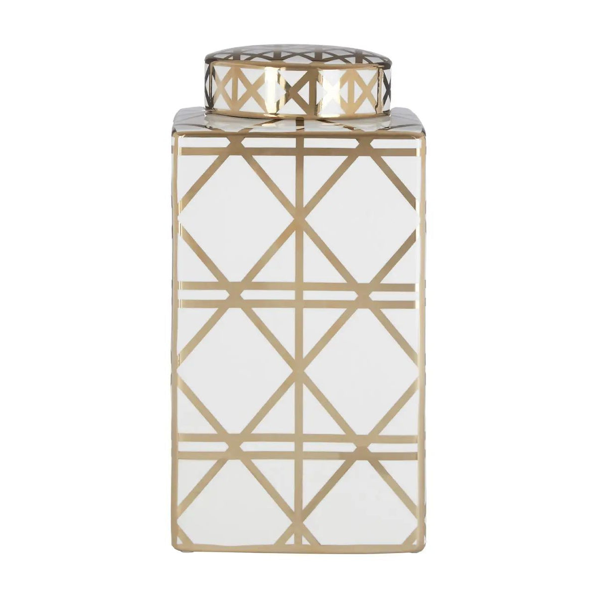 Keira Small White & Gold Ceramic Decorative Ginger Jar