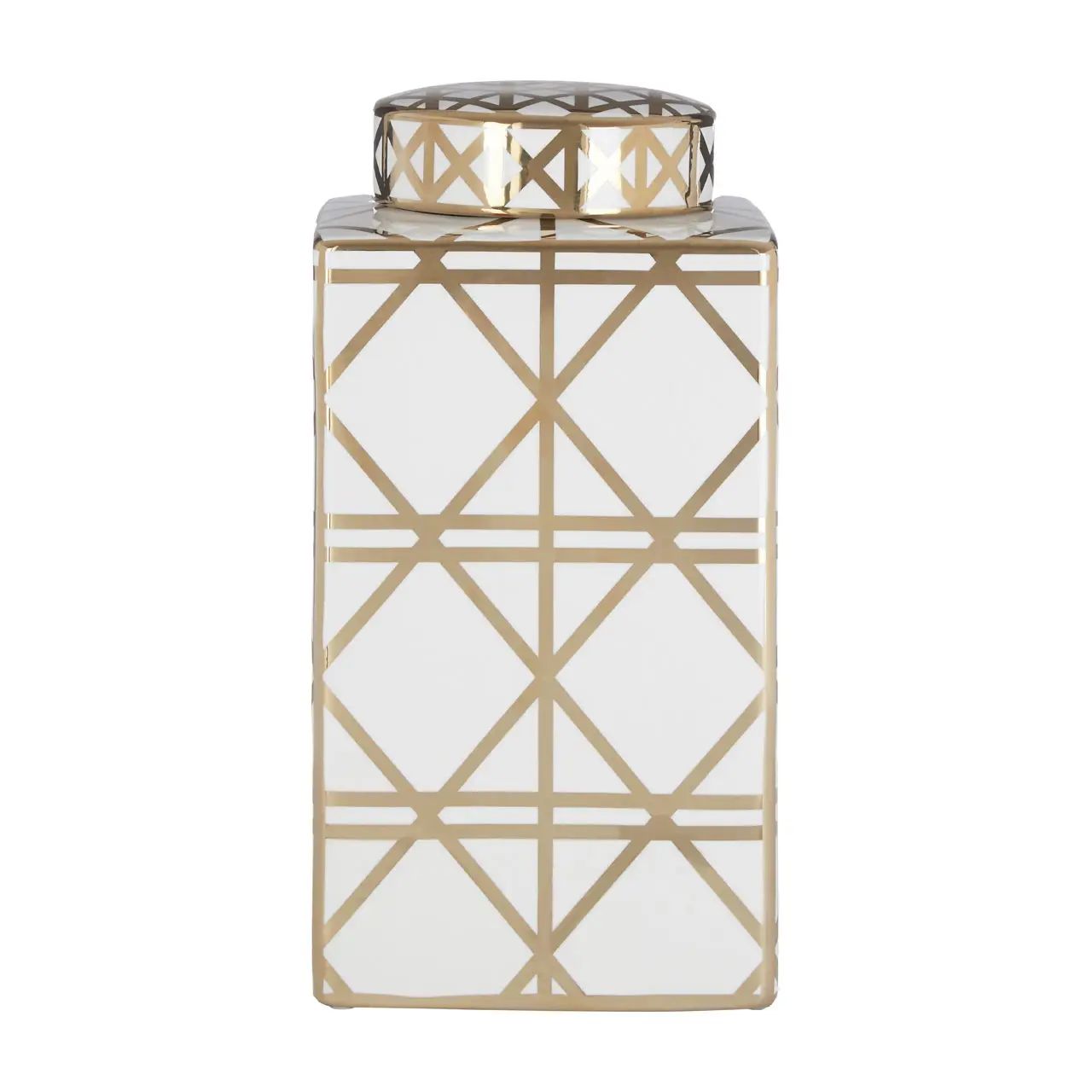 Keira Small White & Gold Ceramic Decorative Ginger Jar