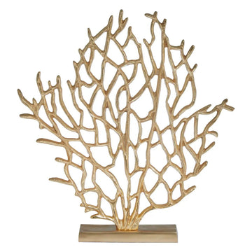 Lustrous Small Gold Aluminium Coral Sculpture
