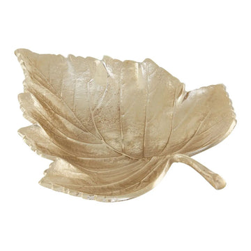 Lustrous Gold Finish Aluminium Leaf Dish