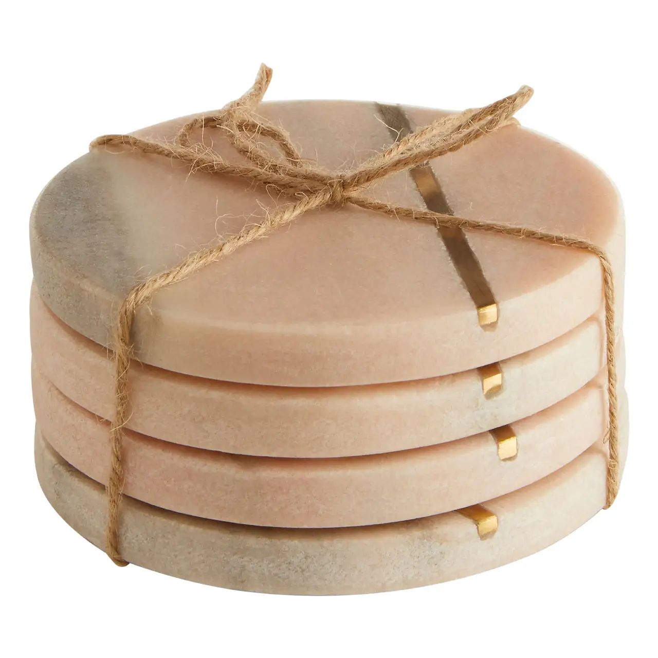 Kyrin 4Pcs Pink Round Marble Coasters