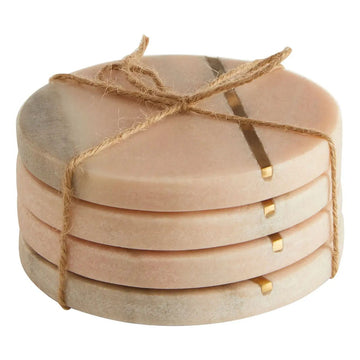 Kyrin 4Pcs Pink Round Marble Coasters