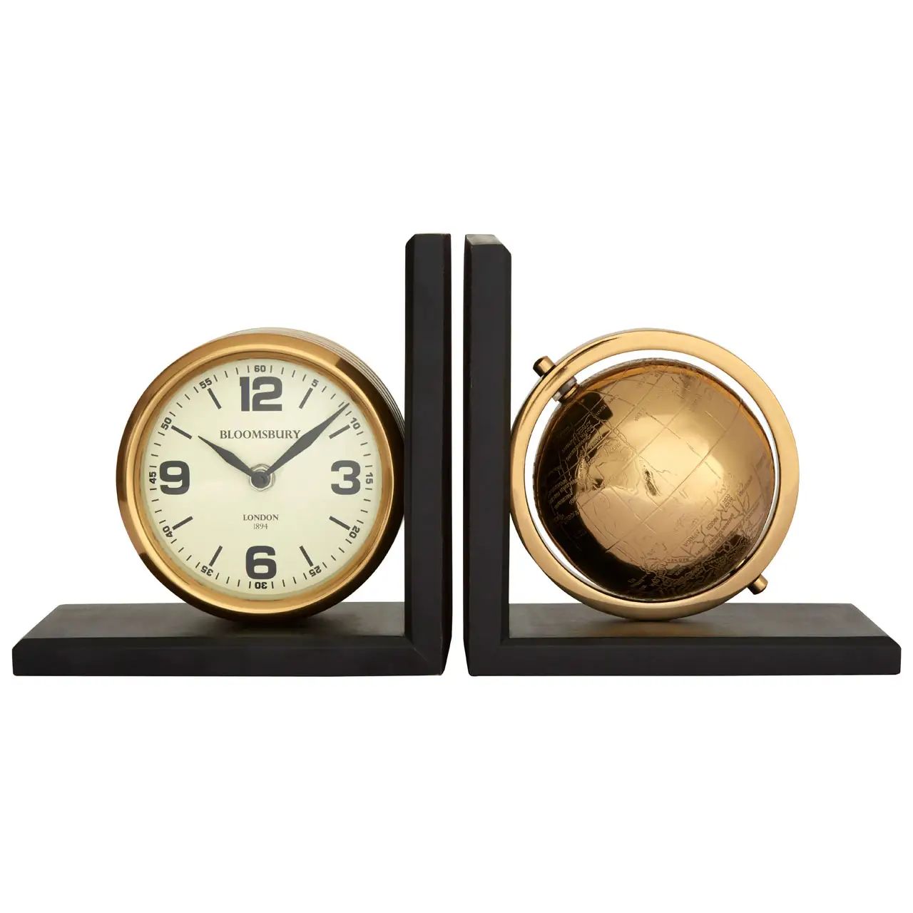 Winston Wooden Clock Bookends