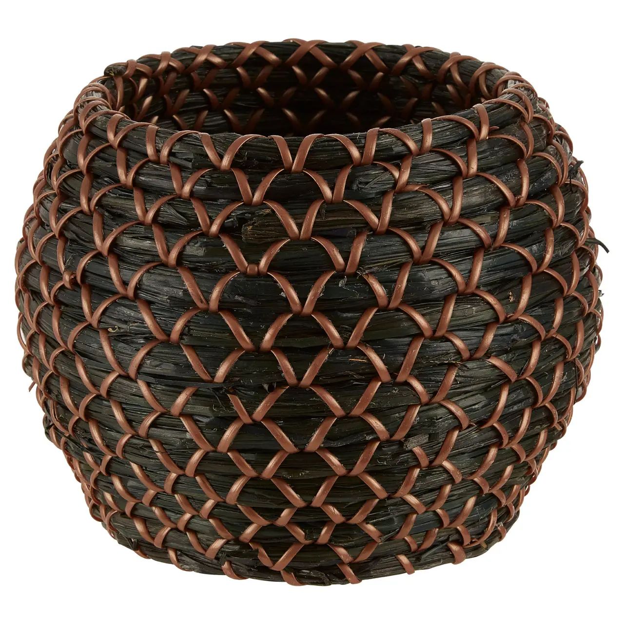 Gora Black Seagrass Basket Planter