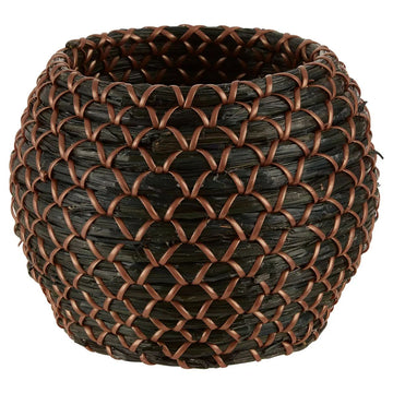 Gora Black Seagrass Basket Planter