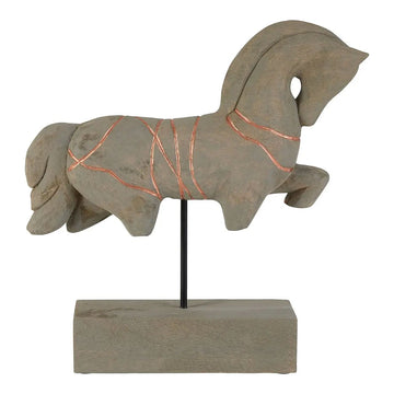 Verona Wooden Horse Sculpture With Copper Detail