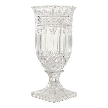 Savira Clear Glass Square Base Footed Vase