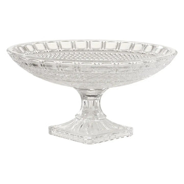 Savira Clear Glass Diamond Pattern Wide Lip Fruit Bowl