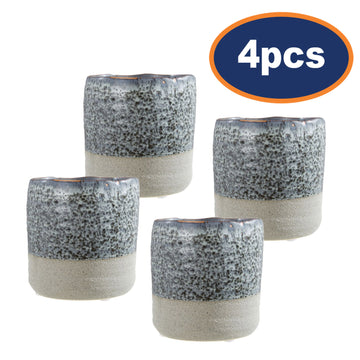 4pcs Caldera 2-Tone Grey Stoneware Small Planter Flower Pot
