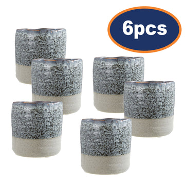 6pcs Caldera 2-Tone Grey Stoneware Small Planter Flower Pot