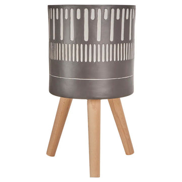 Carnell Large Black & White Finish Planter