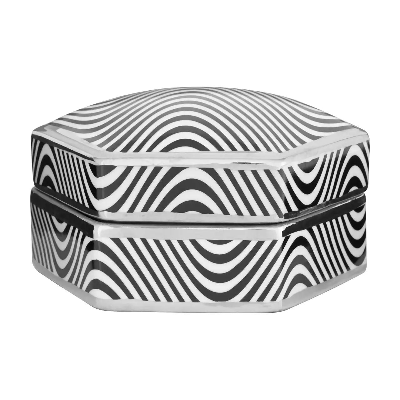 Amela Small Black & White Ceramic Trinket Box