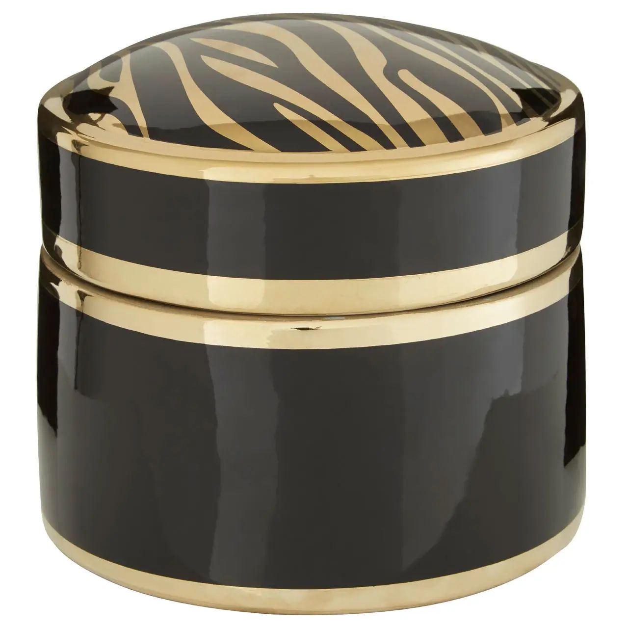 Caylee Large Black & Gold Zebra Lid Ceramic Trinket Box