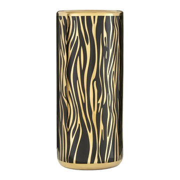 Caylee Black & Gold Zebra Print Ceramic Umbrella Stand