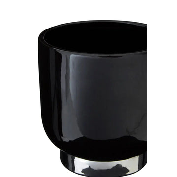 Cally Large Black & Silver Stoneware Planter