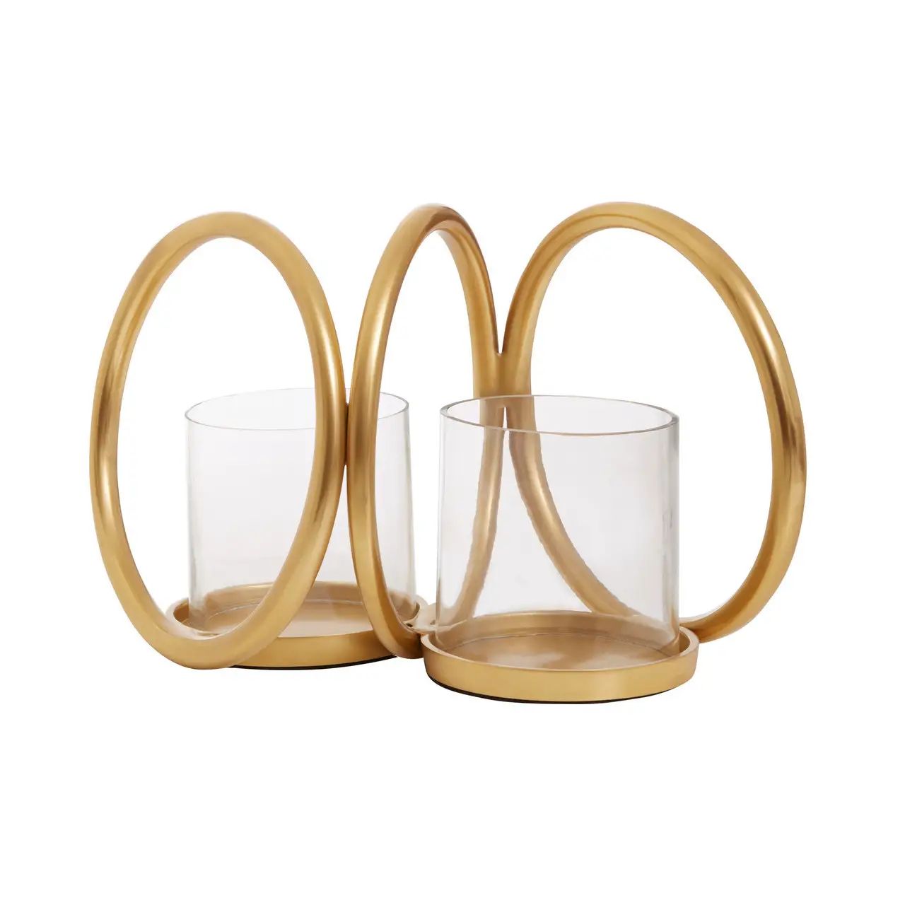 Faura Small Gold Finish Double Candle Holder