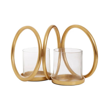 Faura Small Gold Finish Double Candle Holder