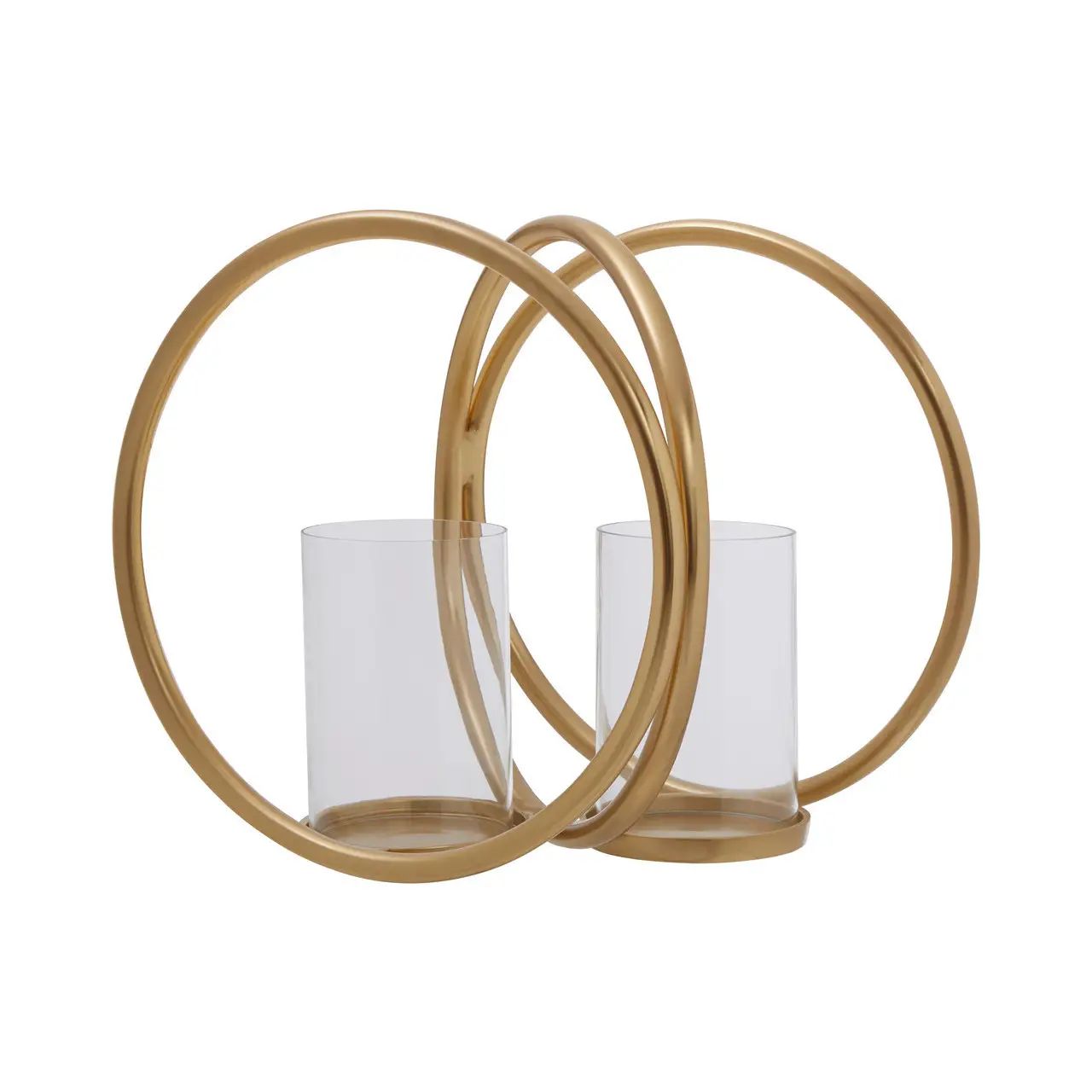 Faura Medium Gold Finish Double Candle Holder