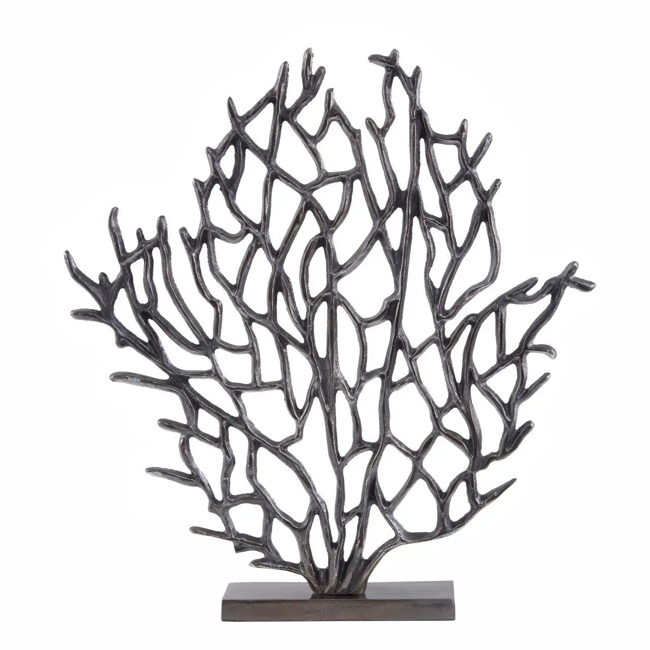 Lustrous Small Black Aluminium Coral Sculpture