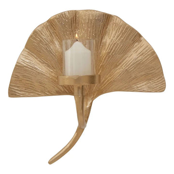 Lustrous Small Gold Ginkgo Wall Sconce