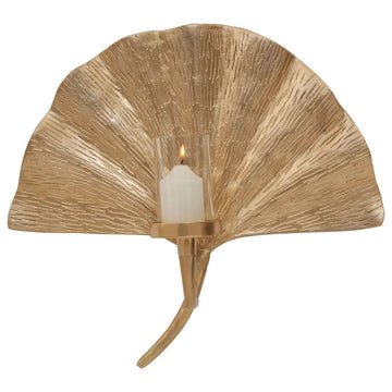 Lustrous Medium Gold Ginkgo Wall Sconce