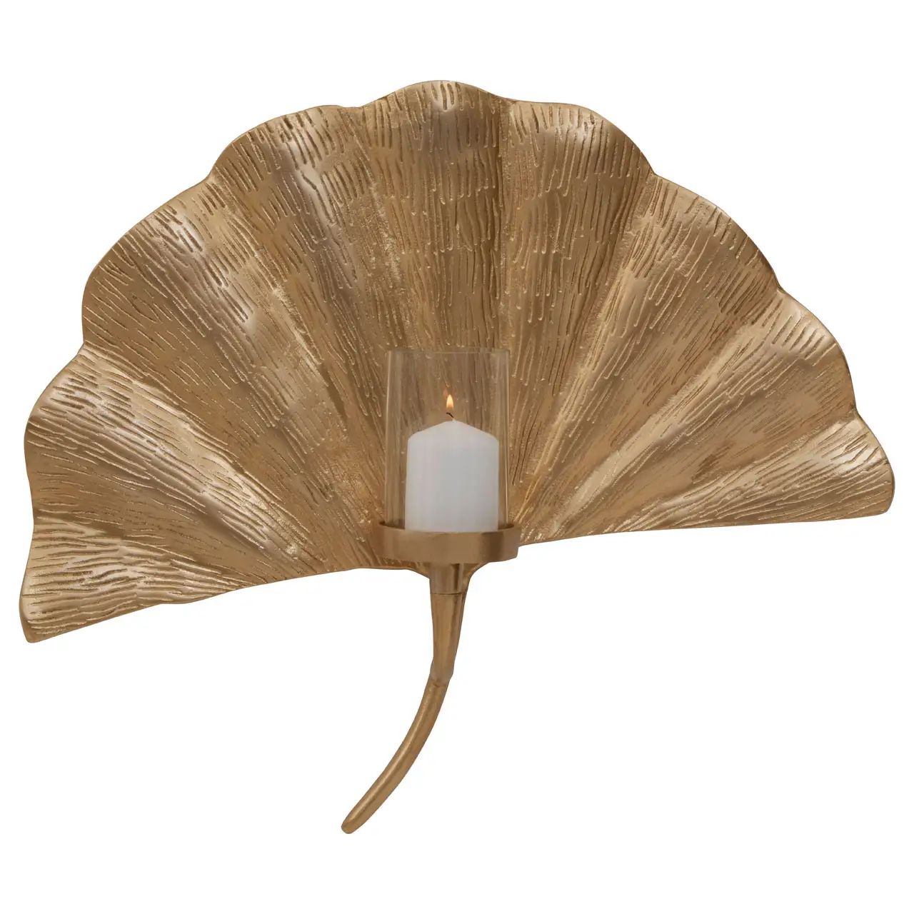 Lustrous Large Gold Ginkgo Wall Sconce