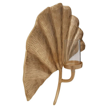 Lustrous Large Gold Ginkgo Wall Sconce