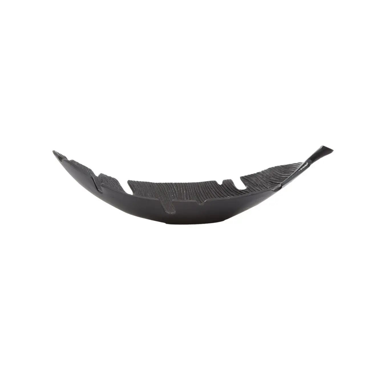 Lustrous Black Aluminium Curved Leaf Dish