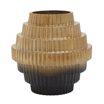 Odisha Small Black Ombre & Gold Ribbed Aluminium Vase