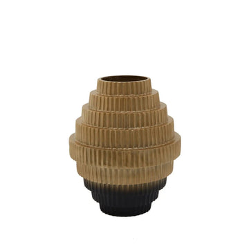 Odisha Large Black Ombre & Gold Ribbed Aluminium Vase