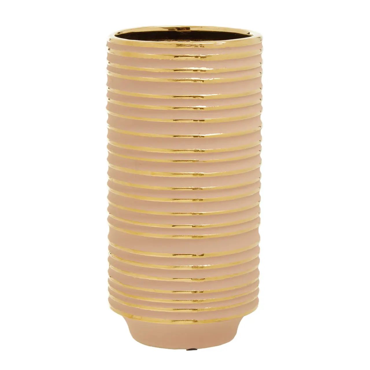 Halen Small Pink & Gold Stripes Ceramic Vase