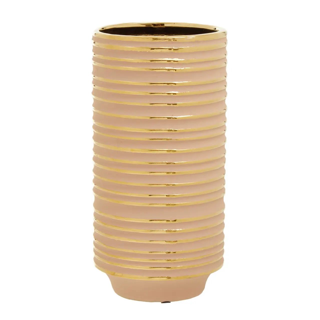 Halen Small Pink & Gold Stripes Ceramic Vase