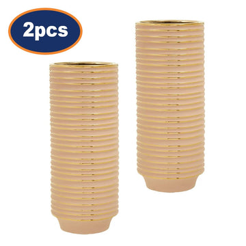 2Pcs Halen Large Pink & Gold Stripes Ceramic Vases