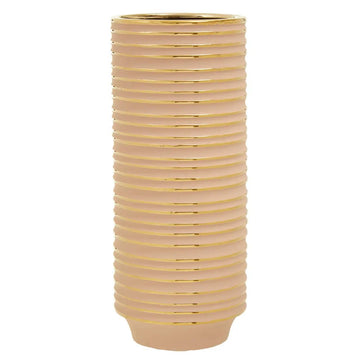 Halen Large Pink & Gold Stripes Ceramic Vase