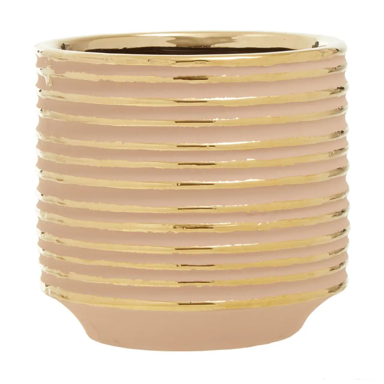 Halen Small Pink & Gold Stripes Ceramic Planter