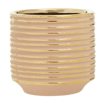 Halen Small Pink & Gold Stripes Ceramic Planter