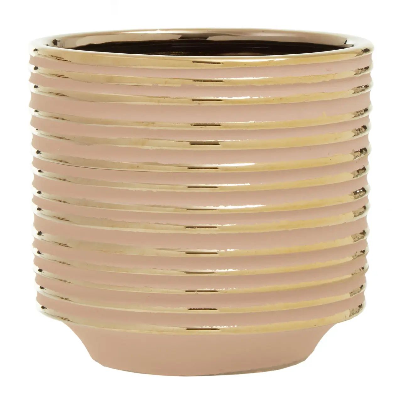 Halen Large Pink & Gold Stripes Ceramic Planter