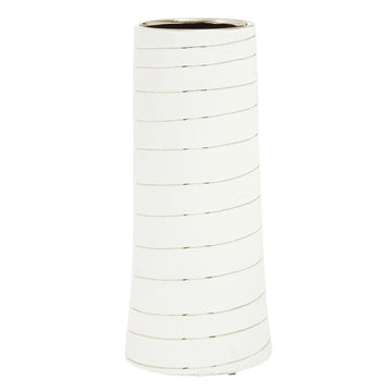 Halen Small White Silver Stripe Ceramic Vase