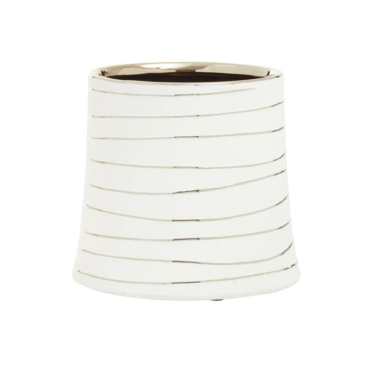 Halen Small White Silver Ceramic Planter