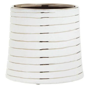 Halen Large White Silver Ceramic Planter