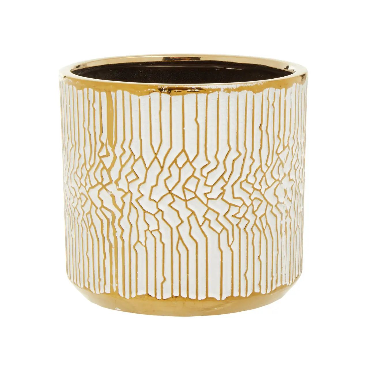 Ronna Small White Gold Ceramic Planter