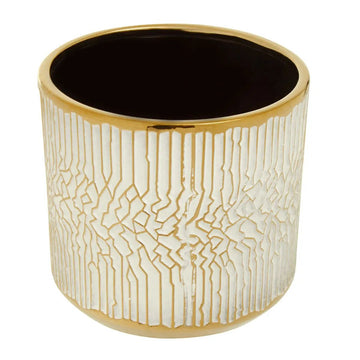 Ronna Large White Gold Ceramic Planter