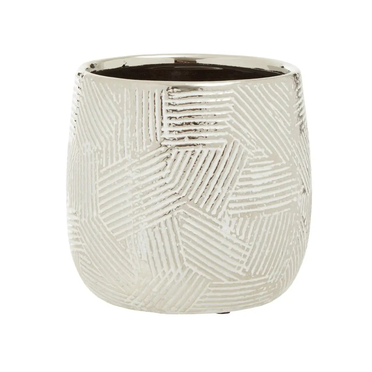 Ronna Small White Silver Ceramic Planter