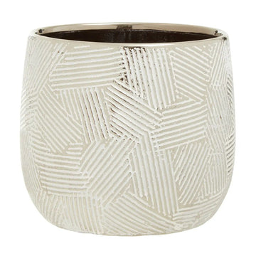 Ronna Large White Silver Ceramic Planter