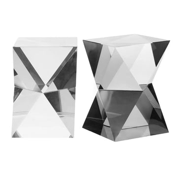 Prisma 2Pc Metallic Grey Glass Crystal Bookends