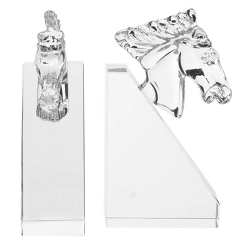 Prisma 2Pc Clear Glass Horse Bookends